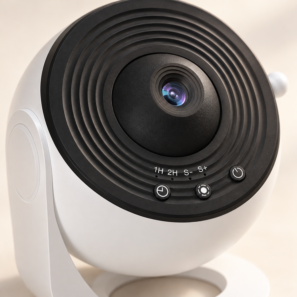 Close-up of the LunaSphere lens and timer buttons